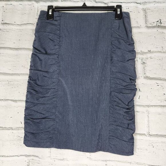 Cartonnier Anthropologie Womens Pencil Midi Skirt Ruched Gray Lined Stretch Sz 4 - Picture 3 of 11